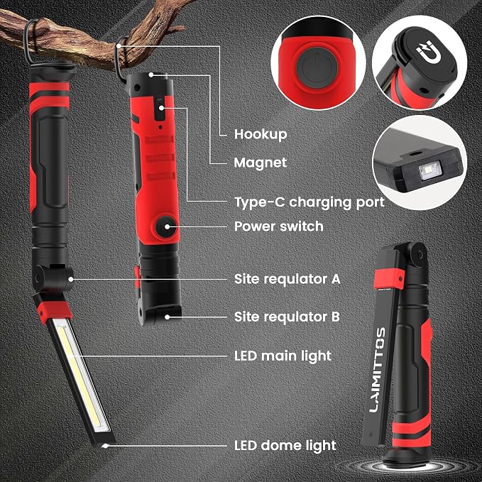 Rechargeable Work Light 2500mAh Magnetic LED Work Light Flashlight Mechanic - Image 7