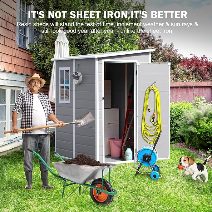 5x4 FT Small Resin Shed, Waterproof Outdoor Shed - Image 2