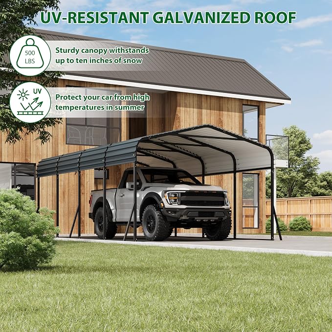 12' x 20' x 8.5' Heavy Duty Metal Carport - Image 8