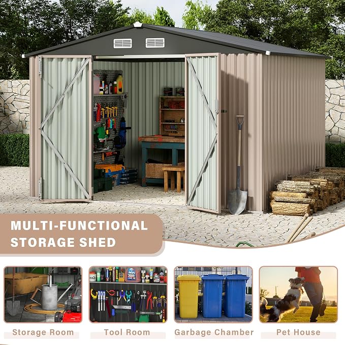 8x10 FT Metal Storage Sheds Outdoor, Metal ToolShed - Image 3