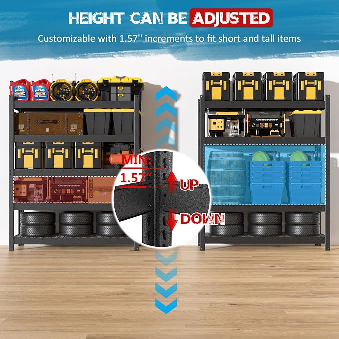 MUPATER 59.84”W × 24.02”D × 71.65”H Heavy Duty Metal Storage Shelves, 3000 LBS - Image 4