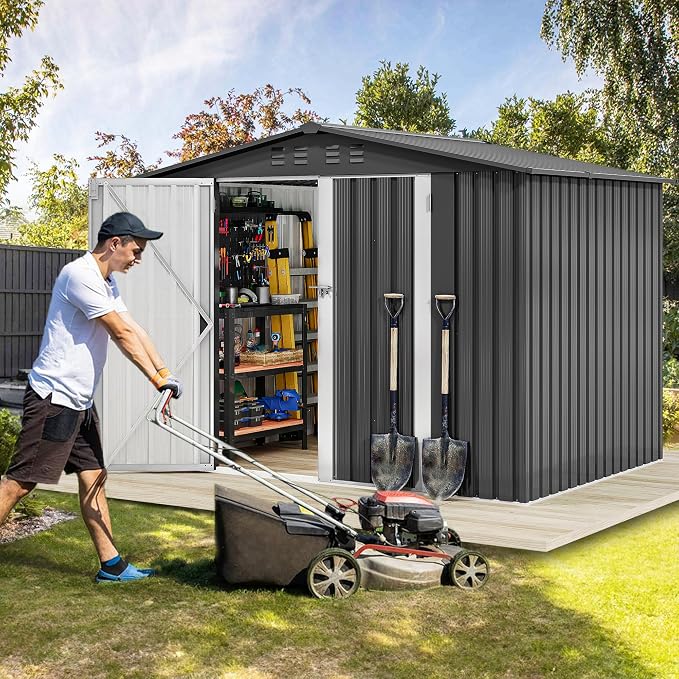 DWVO 8x6FT Outdoor Storage Shelter, Roomy Steel Tool Shed - Image 3