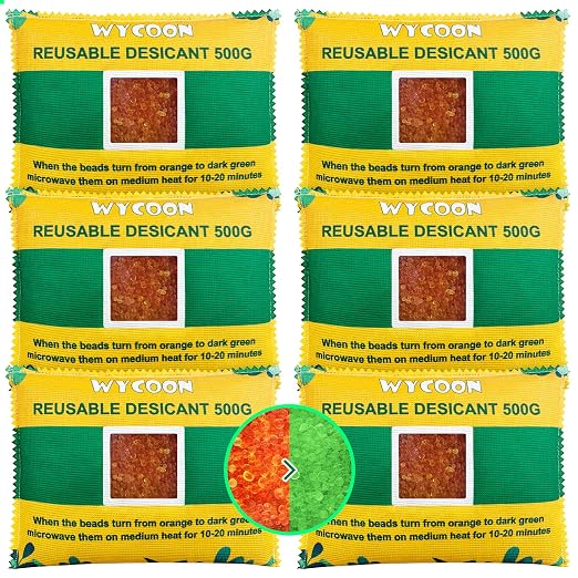 Rechargeable Desiccant Pack 6 x 500g, Moisture Absorber by WYCOON