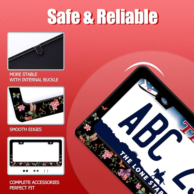 Colorful Butterfly License Plate Frame Beautiful Butterflies Flowers License - Image 2