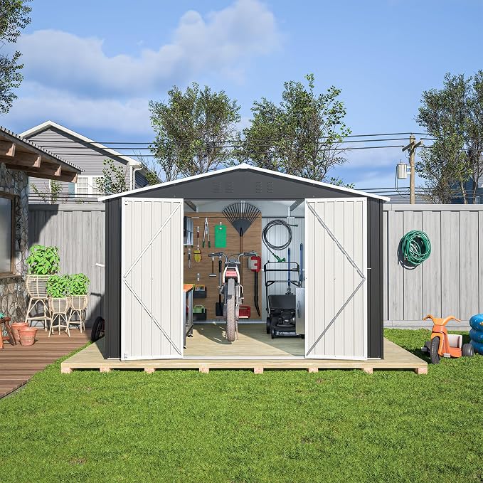 Outdoor Storage Shed 10x12 FT, Utility Metal Tool Storage - Image 7