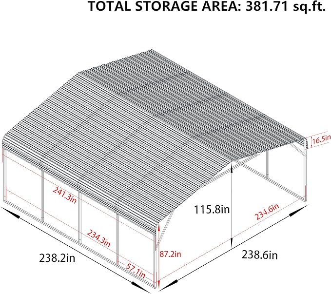 20x20 FT Heavy-Duty Carport - Image 2