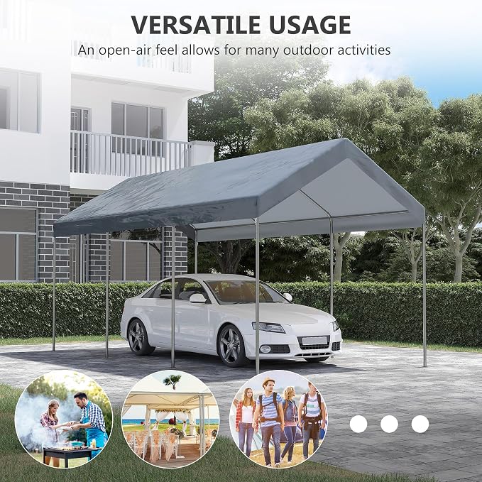 Outsunny 10' x 20' Party Tent and Carport, Height Adjustable Portable Garage - Image 6