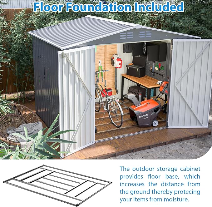 Outdoor Storage Shed, 8X6 FT Metal Garden Shed - Image 6