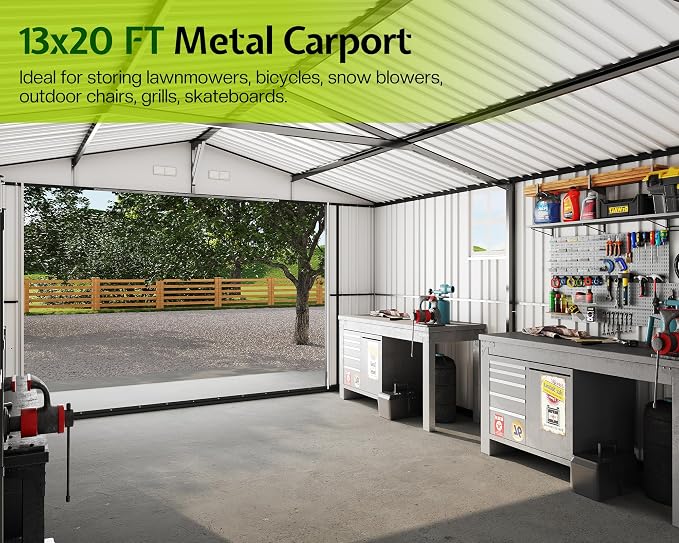 Jocisland 13.2x20.7x8.4 FT Heavy Duty Carport, Metal carport - Image 4
