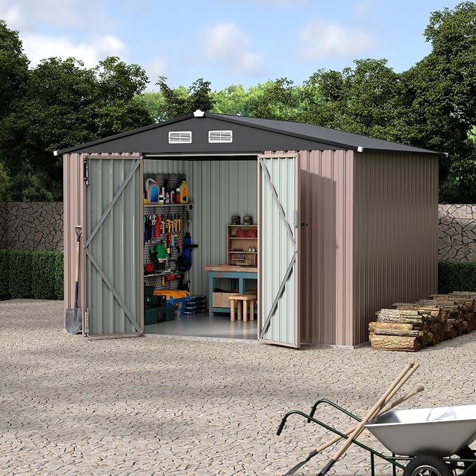 8x10 FT Metal Storage Sheds Outdoor by RELJOFUM