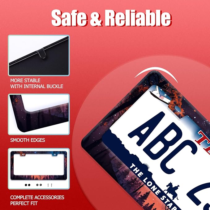 Night Starry Forest License Plate Frame Beautiful Night License Plate Holder - Image 2