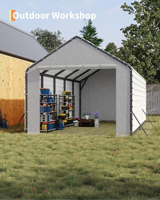 Door Panels with Zippers Tarp for Metal Carport 13x26 Ft, 13x21 Ft, and 13x16 Ft - Image 5