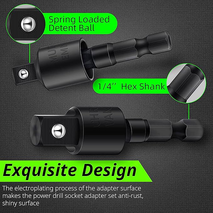 105 Degree Right Angle Drill Adapter Set, 1/4-1/2 Inch Socket Adapters - Image 6