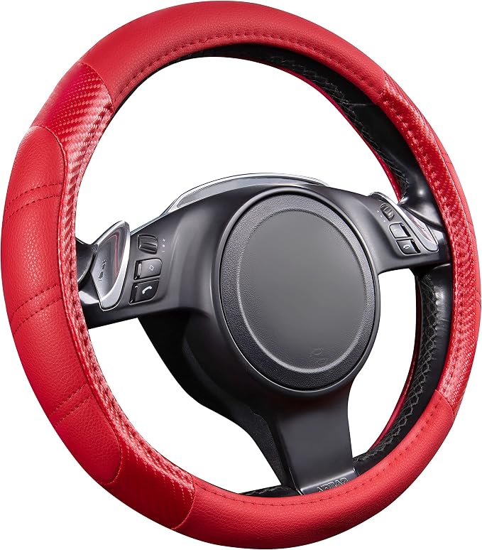 CAR PASS Line Rider Microfiber Leather Sporty Steering Wheel Cover 14.5-15 inch - Image 2