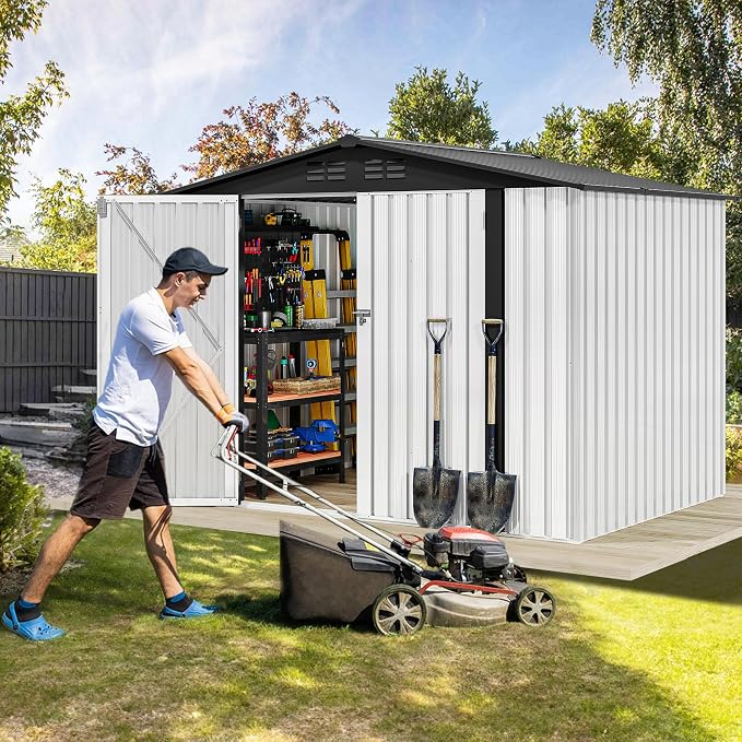DWVO 8x6ft Metal Outdoor Storage Shed, Waterproof Tool Shed Heavy-Duty Storage - Image 3