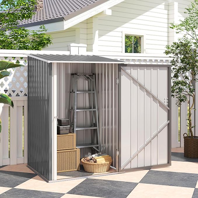 Outsunny 3.3' x 3.4' Outdoor Storage Shed, Metal Garden Tool House - Image 8