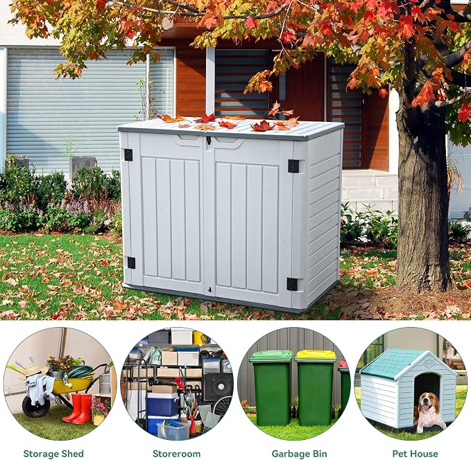 YITAHOME Outdoor Horizontal Storage Sheds w/o Shelf, 35 Cu Ft Lockable Resin - Image 3