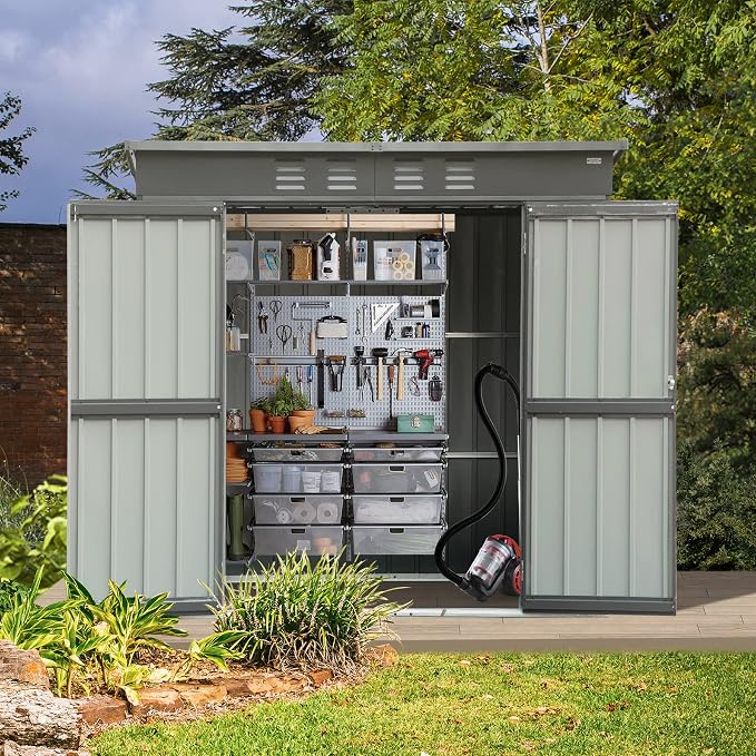 Domi Outdoor Storage Shed 6' x 4', Metal Waterproof Tool Shed Utility Storage - Image 7