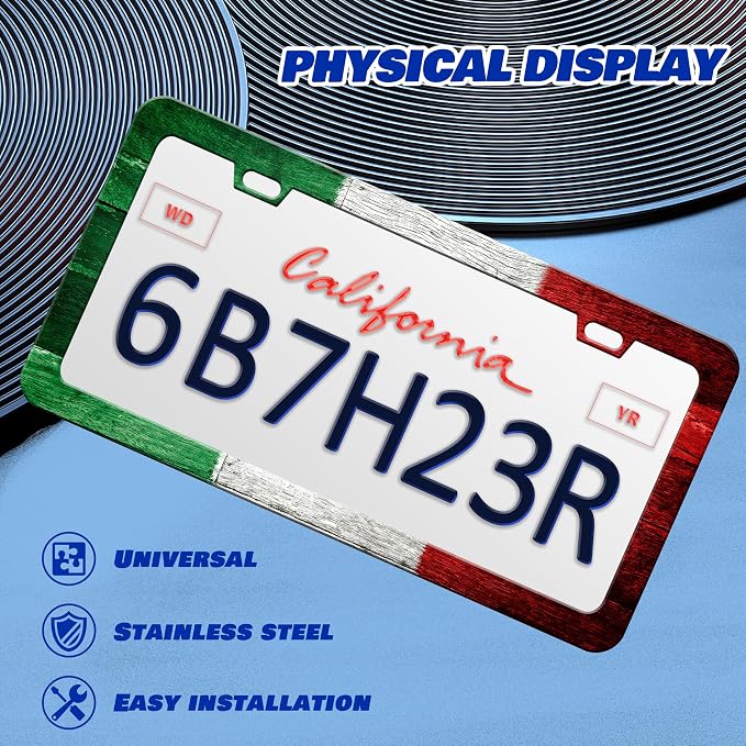 Italy Flag License Plate Frame Italian Flag License Plate Frames Personalise - Image 3