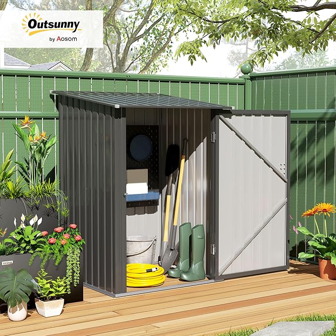 Outsunny 3.3' x 3.4' Outdoor Storage Shed, Metal Garden Tool House - Image 2