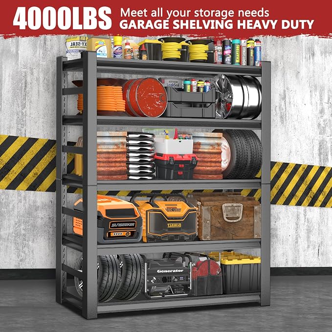 47.2" W Garage Shelving Heavy Duty Storage Shelves 5 Tier Adjustable Heavy Duty - Image 4