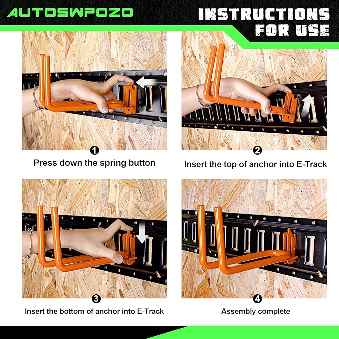 2-Pack E-Track Heavy Duty Shovel/Tool Hanger, E Track Hooks - Image 3