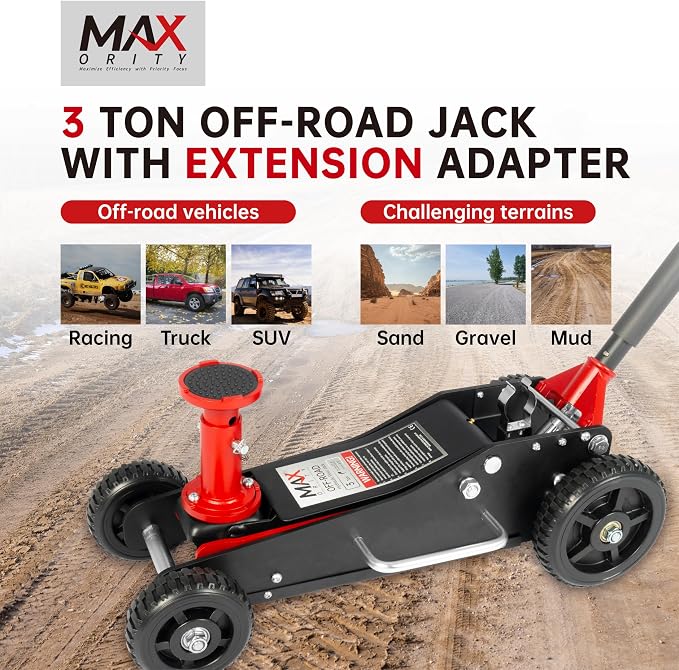 3 Ton Big Wheel Dual Pistons Heavy-Duty Steel Construction Off-Road Jack - Image 3