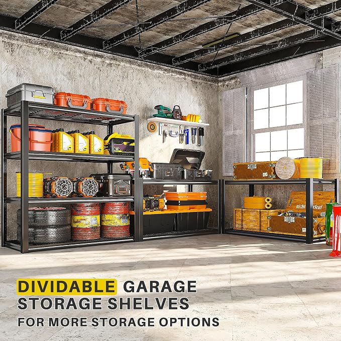 REIBII 40" W Storage Shelves 2200LBS Garage Shelving Heavy Duty Metal Shelving - Image 4