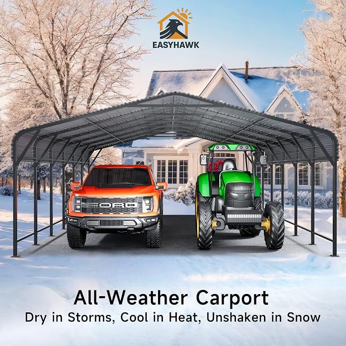 20x30 FT Metal Carport, Enhanced Base and Steel Roof - Image 2