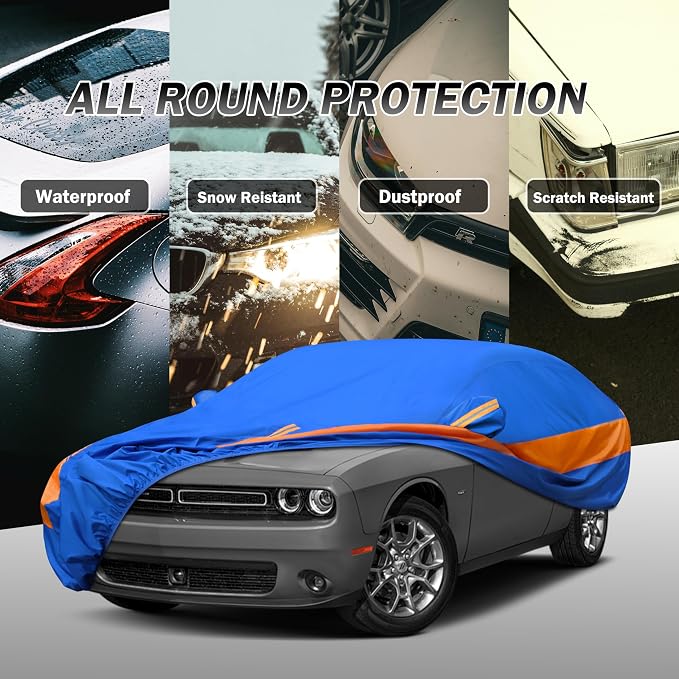 Heavy Duty Outdoor Car Cover Windproof All Weather Waterproof Sun Rain UV Dust - Image 4
