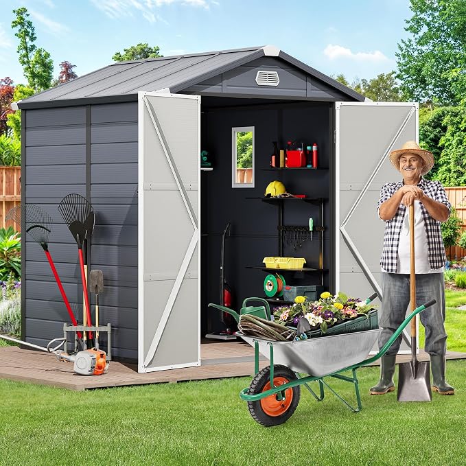 YITAHOME 6x6FT Outdoor Storage Shed w/o Floor, All-Weather Plastic Shed - Image 2