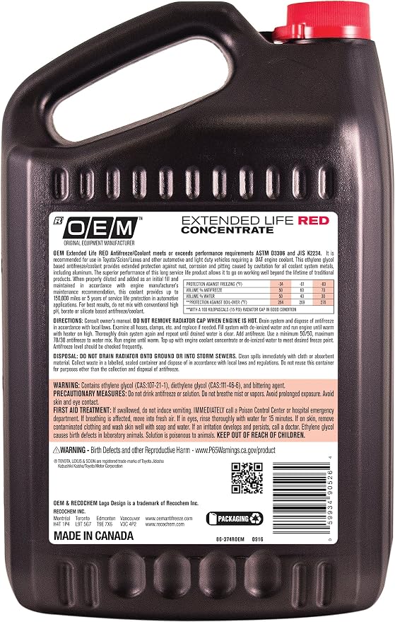 Recochem OEM 86-374ROEM Red Premium Antifreeze Concentrate Extended Life RED - Image 2