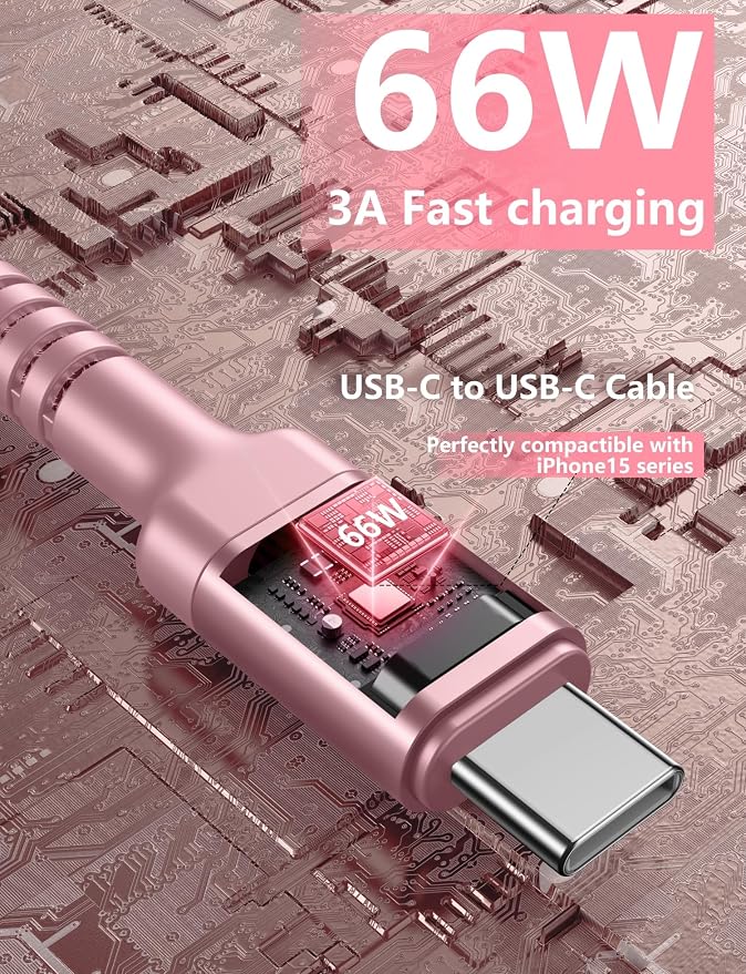 USBC Cables 6FT, Long USB C Fast Charging Cable Nylon Braided USBC iPhone - Image 3