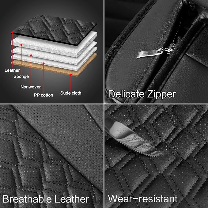 Pariitadin Leather Car Seat Covers Full Set, Waterproof Breathable Faux Leather - Image 6