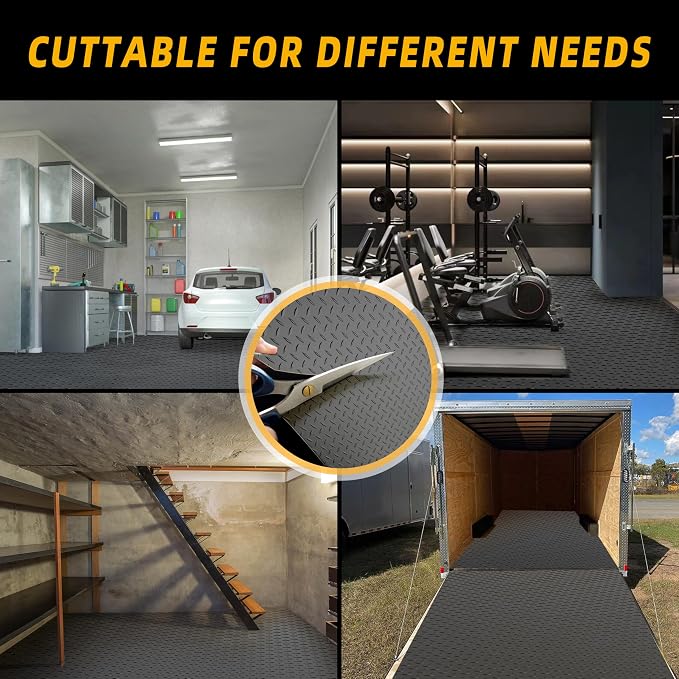 8.2 x 23 FT Garage Floor Mat, 2.8mm Thickened Diamond Plate PVC Garage Flooring - Image 6