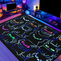 Black Play Cat Rug for Playroom for Boys Girls 59"x39" Funny Cute Cat Cartoon by Isyorefam