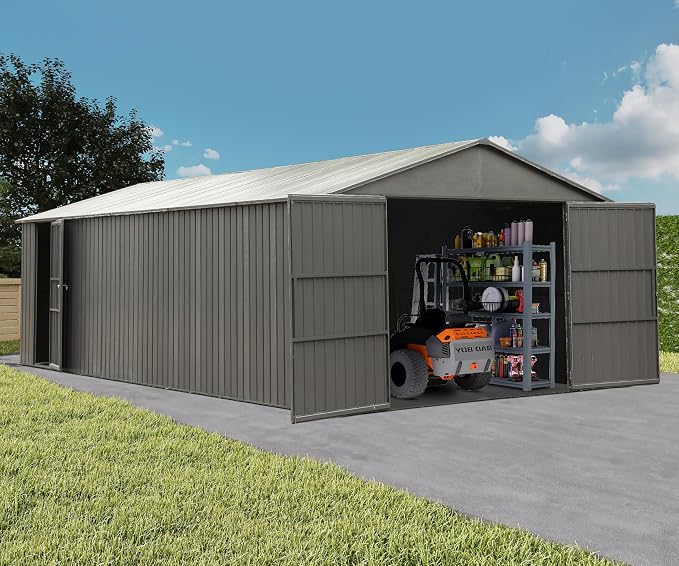 Domi 12x15FT Outdoor Metal Garage Shed, Extra Large Carport - Image 9