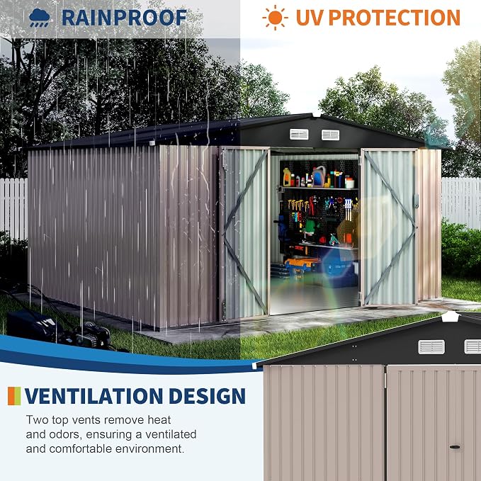 10x12 FT Metal Storage Sheds Outdoor, Metal ToolShed - Image 5