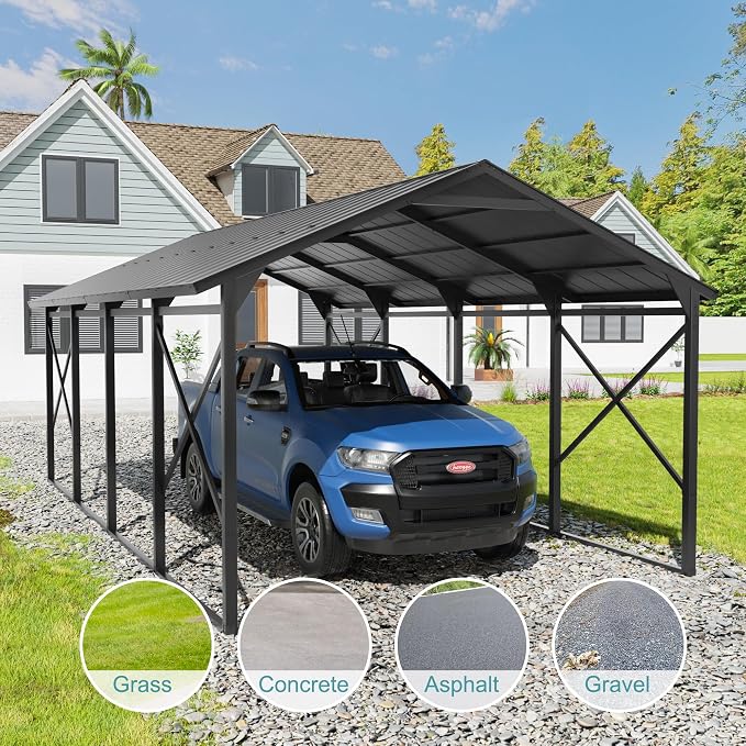 Kullavik 22x12x10 FT Metal Carport, Heavy Duty Carport Canopy - Image 4