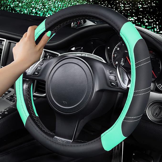 CAR PASS Line Rider Microfiber Leather Sporty Steering Wheel Cover Universal - Image 2