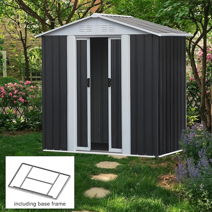 6x4 FT Outdoor Storage Shed, Metal Garden Shed - Image 2