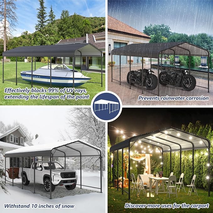 SUNBURY 10x20 FT Carport, Heavy Duty Car Port Canopy - Image 6