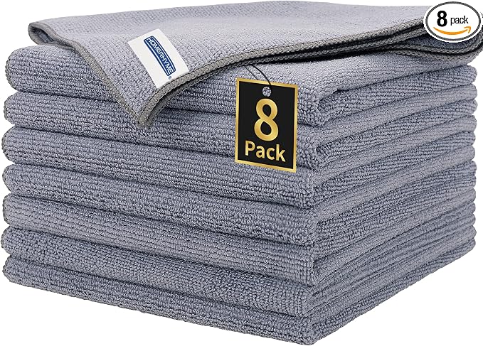 HOMERHYME Microfiber Cleaning Cloths, 8 Pack Cleaning Rags, Lint-Free 300GSM by HOMERHYME