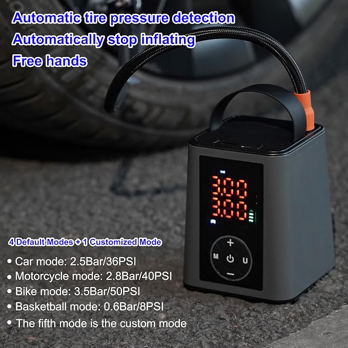 Amooca Tire Inflator Smart Fast Auto Tire Inflation 150 PSI 20000mAh Cordless - Image 5