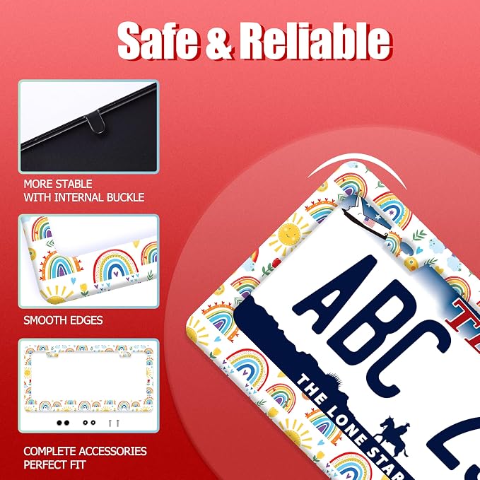 Cute Rainbow License Plate Frame Personalized License Plate Frames Colorful - Image 2