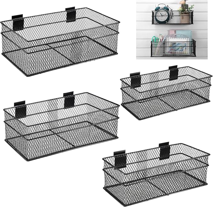 Barydat 4 Pcs Slatwall Basket Set Ventilated Metal Slatwall Basket Hanging Wire by home