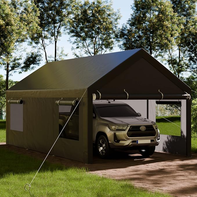 Shintenchi Carport 10' x 20' Heavy Duty Portable Garage, Car Port Canopy - Image 2