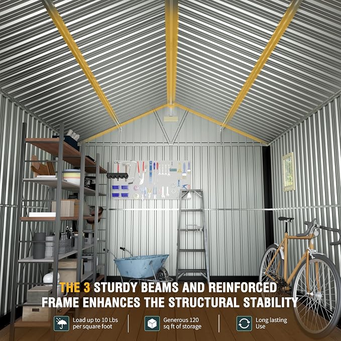 10x12 Ft Outdoor Storage Shed, Extra Large Metal Shed - Image 3