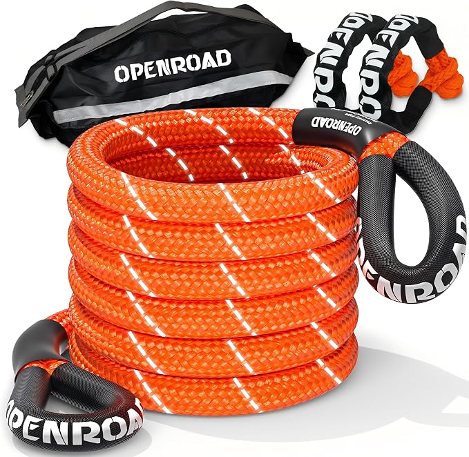 OPENROAD Kinetic Recovery Tow Rope, 36000 Lbs Extreme Duty 35% Elasticity by OPENROAD