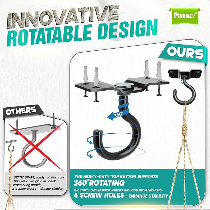 8Pcs 200LBS Rotatable Ceiling Hooks - Image 3